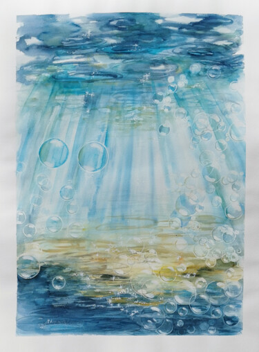 Painting titled "Depths of the sea" by Annet Loginova, Original Artwork, Watercolor