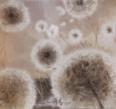 Painting titled "Dandelions in the W…" by Annet Loginova, Original Artwork, Oil