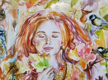 Malerei mit dem Titel "Redhead Time" von Annet Loginova, Original-Kunstwerk, Aquarell
