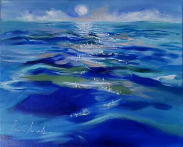 Painting titled "Ocean painting on c…" by Annet Loginova, Original Artwork, Acrylic