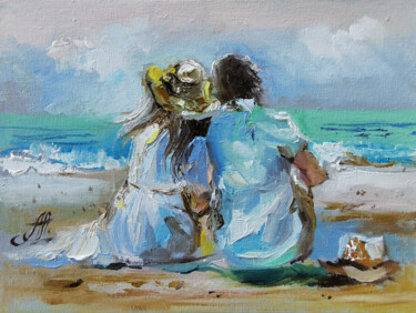 Pittura intitolato "Embracing Serenity.…" da Annet Loginova, Opera d'arte originale, Olio Montato su Cartone