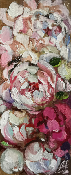 Pintura intitulada "The Peony Palette.…" por Annet Loginova, Obras de arte originais, Guache