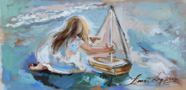 Pintura titulada "My Boat. Original M…" por Annet Loginova, Obra de arte original, Oleo