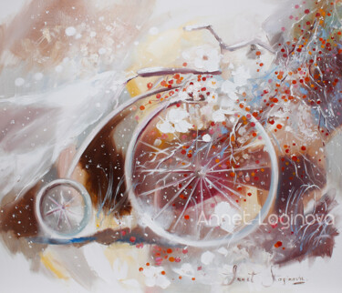 Printmaking titled "Bicycle Inspiration…" by Annet Loginova, Original Artwork, Digital Print Mounted on Wood Stretcher frame