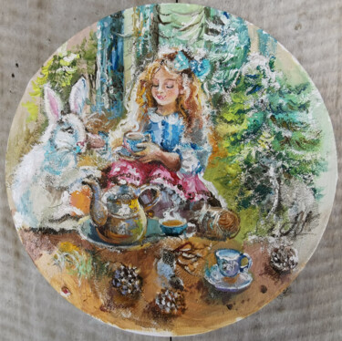 Pintura titulada "Tea Time in Wonderl…" por Annet Loginova, Obra de arte original, Oleo