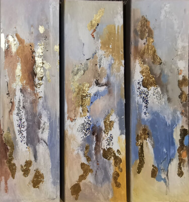 Pittura intitolato "3 piece wall art, G…" da Annet Loginova, Opera d'arte originale, Acrilico
