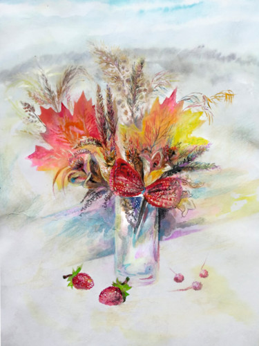 Картина под названием "Осенний букетик" - Anna Osadchuk, Подлинное произведение искусства, Акварель