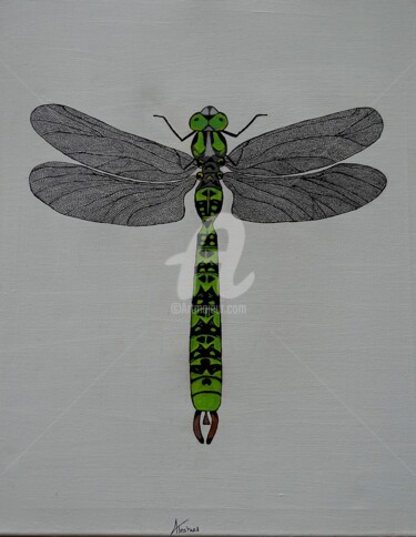 Peinture intitulée "libellule de l'espo…" par Anne Test'Arts, Œuvre d'art originale, Acrylique