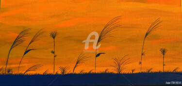 Painting titled "coucher de soleil a…" by Anne Test'Arts, Original Artwork, Acrylic