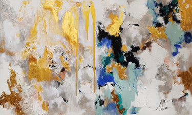 Abstract painting, texture wall art, Gold Blue painting Painting titled "Abstract painting,…" by Annet Loginova, Original Art, Acrylic