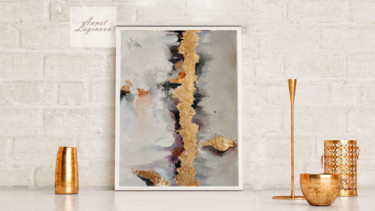 Texture wall art, Contemporary wall art, Gold leaf abstract Painting titled "Texture wall art, C…" by Annet Loginova, Original Art, Acrylic