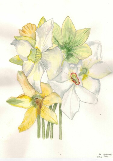 Peinture intitulée "printemps (printemp…" par Annette Bernard, Œuvre d'art originale, Aquarelle