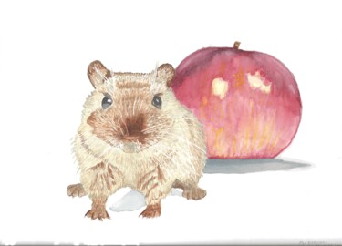 Картина под названием "jojo le hamster" - Annette Bernard, Подлинное произведение искусства, Акварель