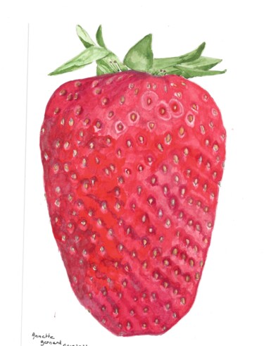 Peinture intitulée "le temps des fraises" par Annette Bernard, Œuvre d'art originale, Aquarelle