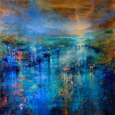 Painting titled "Hier und Jetzt" by Annette Schmucker, Original Artwork, Oil Mounted on Wood Stretcher frame