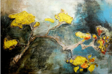Painting titled "Yellow" by Annette Wyrick-Solari, Original Artwork, Acrylic Mounted on artwork_cat.