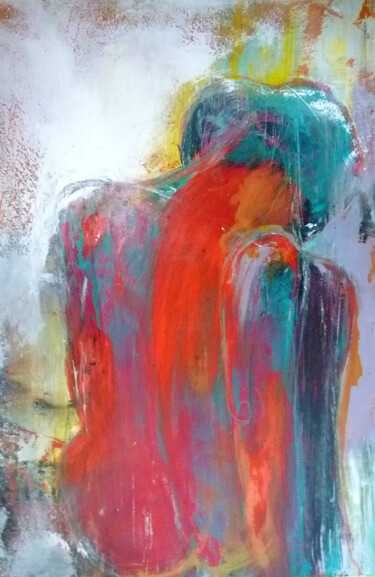 Картина под названием "Red Back Nude" - Annette Wyrick-Solari, Подлинное произведение искусства, Акрил Установлен на Деревян…