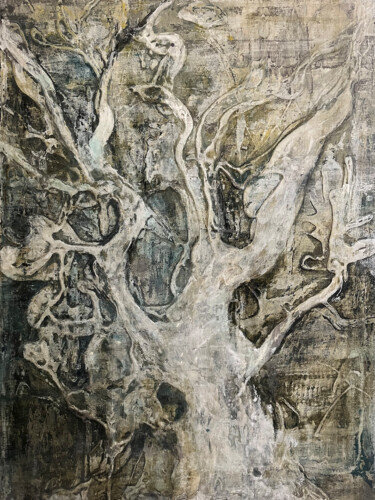 Painting titled "Petrified" by Annette Wyrick-Solari, Original Artwork, Acrylic Mounted on Wood Stretcher frame