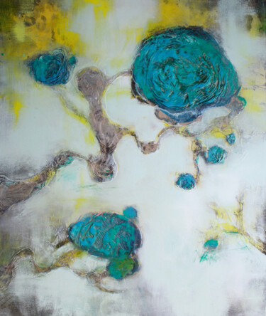 Painting titled "New Light Cotton" by Annette Wyrick-Solari, Original Artwork, Acrylic Mounted on Wood Stretcher frame