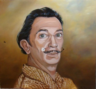 Painting titled "Portrait de Salvado…" by Anne Zamo, Original Artwork, Oil