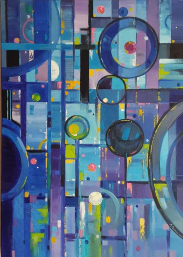 Картина под названием "Original abstract p…" - Анна Гапонюк, Подлинное произведение искусства, Масло Установлен на Деревянна…