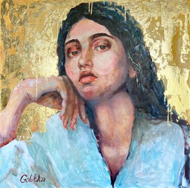Painting titled "Icon of style" by Ann Golub, Original Artwork, Oil Mounted on Wood Stretcher frame