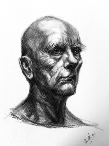 Dessin intitulée "Old Man 2" par Anni Angus, Œuvre d'art originale, Fusain