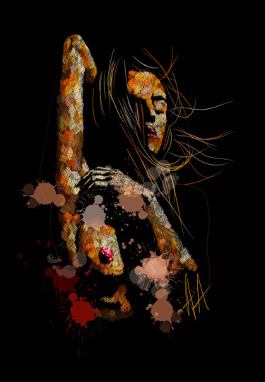 Digital Arts titled "WOMAN" by Annick A, Original Artwork, 2D Digital Work Mounted on Wood Panel