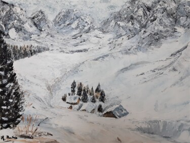 Painting titled "L'hiver" by Annick Bertini, Original Artwork, Acrylic