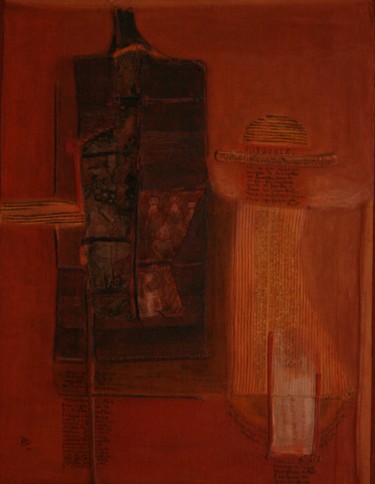 Peinture intitulée ""Le flacon et son g…" par Annick Bonnet-Dupeyron, Œuvre d'art originale, Collages Monté sur Châssis en b…