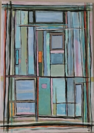 Painting titled "Labyrinthe" by Annick Bouhan, Original Artwork, Acrylic Mounted on Wood Stretcher frame