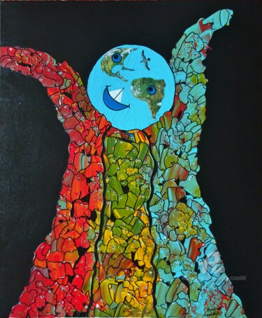 Painting titled "HAPPY PLANET" by Annick Couëdel, Original Artwork, Acrylic