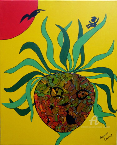 Malerei mit dem Titel "FLOWER POWER" von Annick Couëdel, Original-Kunstwerk, Acryl