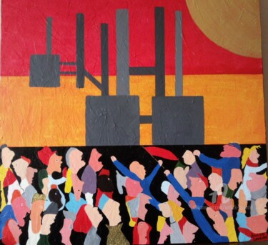 Pittura intitolato "TOUS ENSEMBLE !" da Annick Couëdel, Opera d'arte originale, Acrilico