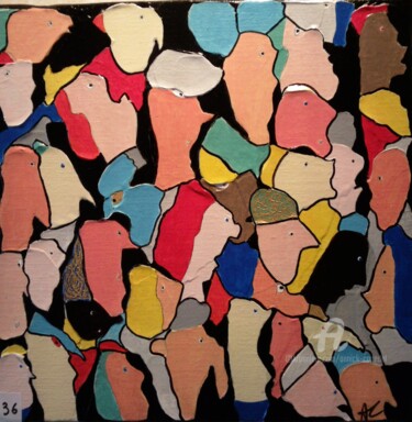 Pintura intitulada "FOULE SENTIMENTALE" por Annick Couëdel, Obras de arte originais, Acrílico