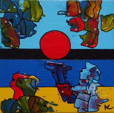 Malerei mit dem Titel "DOUBLE JEU" von Annick Couëdel, Original-Kunstwerk, Acryl