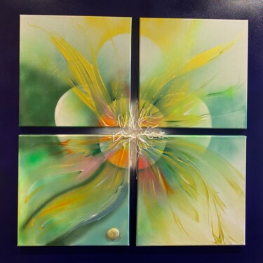 Painting titled "VIBRATIONS" by Annick Deltenre, Original Artwork, Acrylic Mounted on Wood Stretcher frame