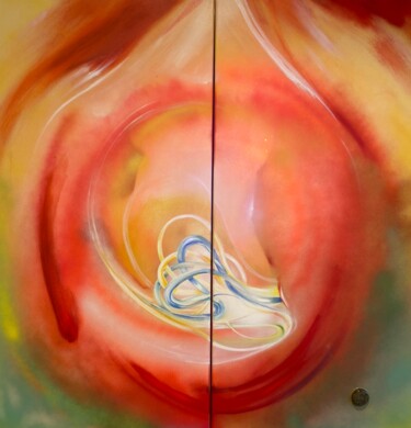 Painting titled "Au coeur…" by Annick Deltenre, Original Artwork, Acrylic Mounted on Wood Stretcher frame
