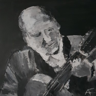 Painting titled "Le guitariste" by Annick Fournier, Original Artwork, Acrylic