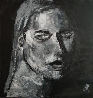 Painting titled "Portrait 7" by Annick Fournier, Original Artwork, Acrylic