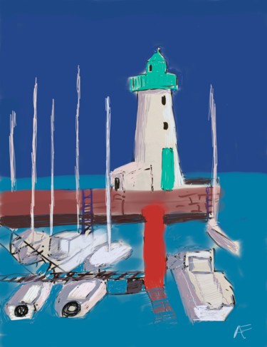 Arte digitale intitolato "La Flotte en Re" da Annick Fournier, Opera d'arte originale, Pittura digitale