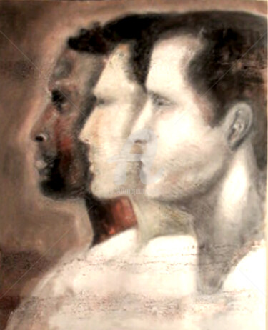 Peinture intitulée "profils" par Ga'A, Œuvre d'art originale, Huile