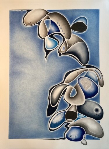 Dessin intitulée "Bleu comme..." par Annick Létourneau, Œuvre d'art originale, Pastel