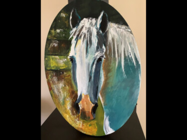 Painting titled "Cheval à Caro" by Annick Ploquin (Madiot), Original Artwork, Acrylic