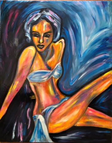 Painting titled "Comme une pin up" by Annick Ploquin (Madiot), Original Artwork, Acrylic Mounted on Wood Stretcher frame