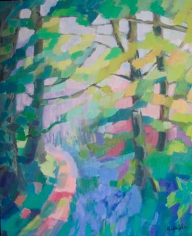 Peinture intitulée "Printemps au bois d…" par Annick Queffélec, Œuvre d'art originale, Huile