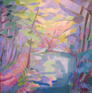 Peinture intitulée "L'Aven au bois d'am…" par Annick Queffélec, Œuvre d'art originale, Huile