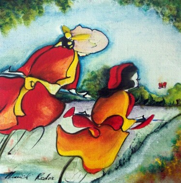 Peinture intitulée "Le papillon" par Annick Redor, Œuvre d'art originale, Huile