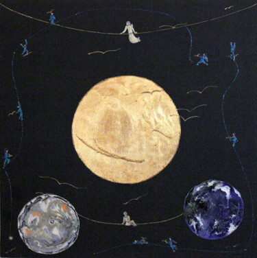 Картина под названием "Jeux dans l'espace" - Annick Redor, Подлинное произведение искусства, Витражная роспись