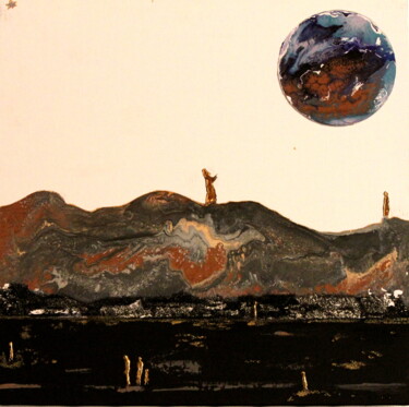 Pittura intitolato "La supplique" da Annick Redor, Opera d'arte originale, Pittura di vetro colorato